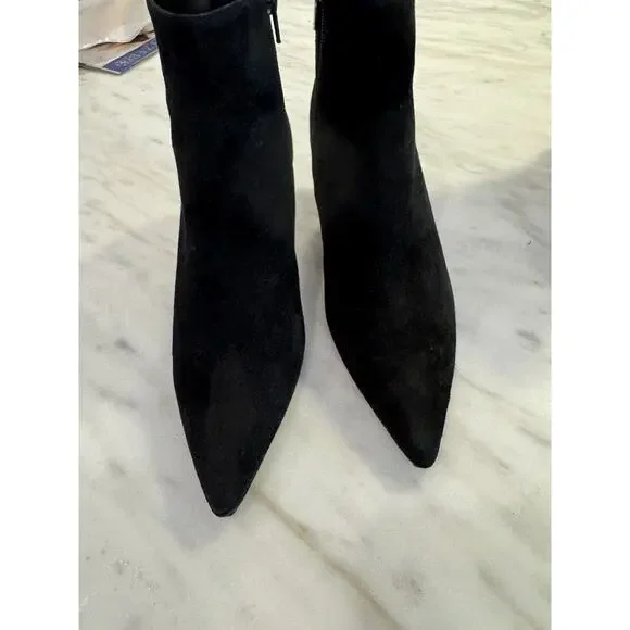 Pre-owned Delman Black suede pointed toe zippered size 9.5 - Picture 2 of 12